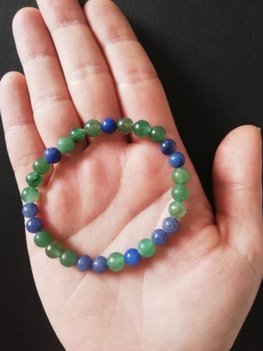 Bracelet élastique en Aventurine bleue et Aventurine verte
