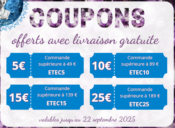 Coupons de réduction avec livraison offerte, valable jusqu'au 22 septembre. Offre limitée à 1 utilisation par client pour chaque coupon. 